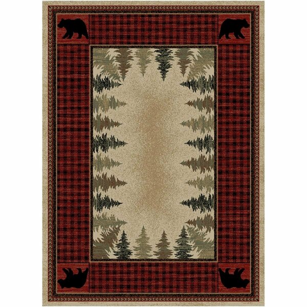 Mayberry Rug 7 ft. 10 in. x 9 ft. 10 in. Hearthside Four Corners Red Rectangle Area Rug HS6490 8X10